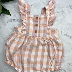 Carter’s Plaid Romper 6 Months White, Orange and Lavender